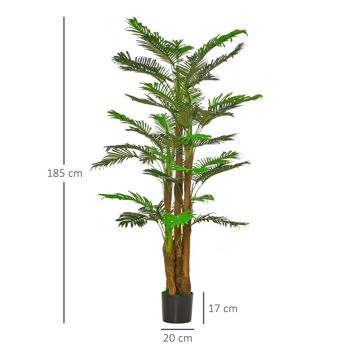 Palmier artificiel H.1,85 m arbre artificiel tronc branches lichen feuilles grand réalisme pot inclus 3