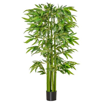 Bambú artificial XL 1.60H m 975 hojas densas realista maceta incluida verde negro