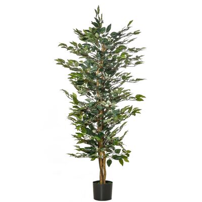 Arbre artificiel plante artificiel ficus hauteur 1,5 m tronc branches liane lichen feuilles grand réalisme pot inclus