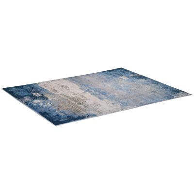 Cashmere-look tie-dye effect rug - size 2L x 1.6L m - 100% polyester - gray blue