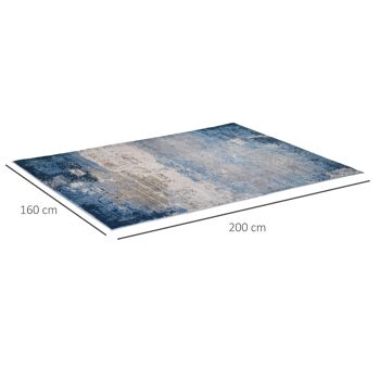 Tapis effet tie and dye aspect cachemire - dim. 2L x 1,6l m - 100% polyester - bleu gris 3