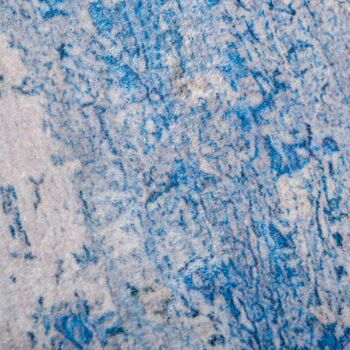 Tapis effet tie and dye aspect cachemire - dim. 2L x 1,6l m - 100% polyester - bleu gris 4