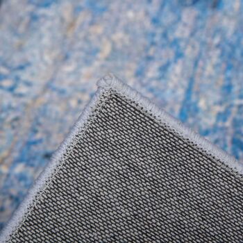 Tapis effet tie and dye aspect cachemire - dim. 2L x 1,6l m - 100% polyester - bleu gris 5