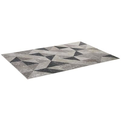 Teppich mit Batikeffekt im grafischen Kaschmir-Look – Größe 2,3 L x 1,6 L m – 100 % Polyester – Grau, Schwarz, Weiß