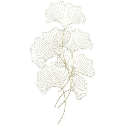 Décoration murale en métal dorée feuilles de Gingko dim. 51I x 94,5H cm