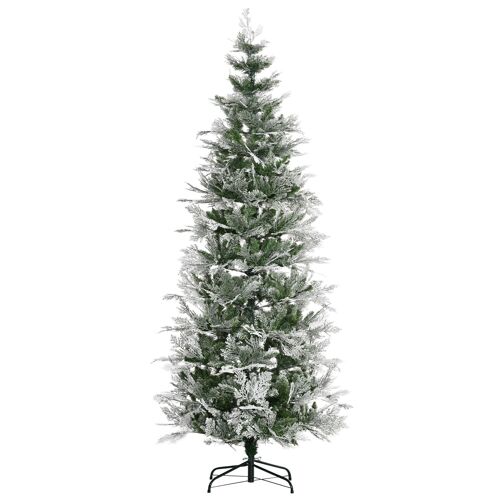 Sapin de Noël artificiel aspect enneigé Ø 80 x 225H cm pied support inclus 880 branches épines grand réalisme