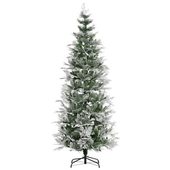 Sapin de Noël artificiel aspect enneigé Ø 80 x 225H cm pied support inclus 880 branches épines grand réalisme 1