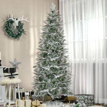 Sapin de Noël artificiel aspect enneigé Ø 80 x 225H cm pied support inclus 880 branches épines grand réalisme 2