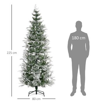 Sapin de Noël artificiel aspect enneigé Ø 80 x 225H cm pied support inclus 880 branches épines grand réalisme 3