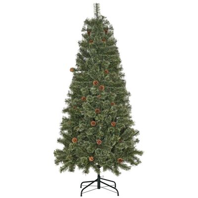 Künstlicher Weihnachtsbaum Ø 87 x 180H cm – 450 Zweige Dornen Nachahmung Nordmann großer Realismus – 28 Tannenzapfen – grünes PVC-Metall