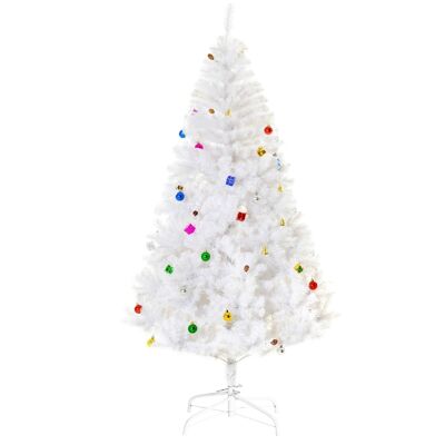 Sapin de Noël artificiel lumineux blanc dim. Ø 115 x 180H cm 650 branches 150 LED - support pied pliable métal PVC