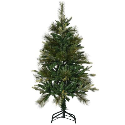 Sapin de Noël artificiel Ø 61 x 120H cm pied support inclus 260 branches épines grand réalisme vert