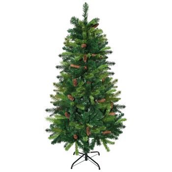 Sapin de Noël artificiel aspect réaliste Ø 60 x 150H cm 24 pommes de pin 360 branches imitation Nordmann 1