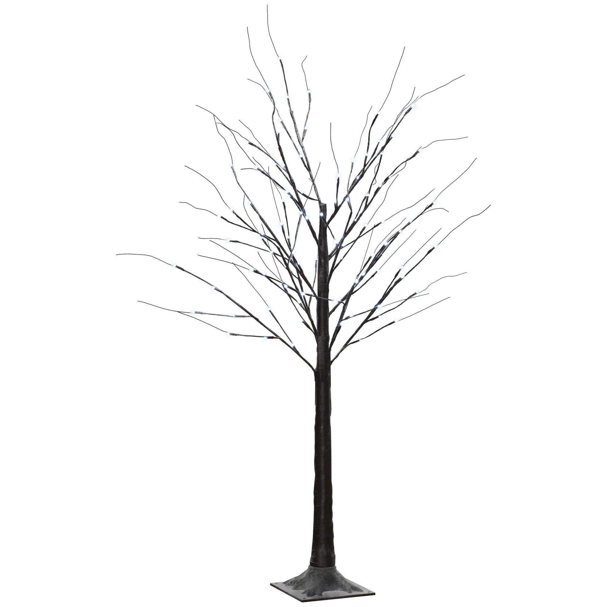 Arbre lumineux LED aspect enneigé - décoration lumineuse - 96 LEDS blanc froid - norme IP 44 - usage intérieur/extérieur - 1,5H m - métal PP brun
