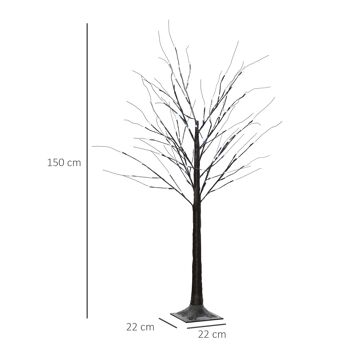 Arbre lumineux LED aspect enneigé - décoration lumineuse - 96 LEDS blanc froid - norme IP 44 - usage intérieur/extérieur - 1,5H m - métal PP brun 3