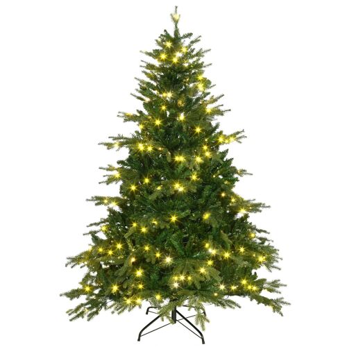 Sapin de Noël artificiel lumineux LED x 320 blanc chaud + support pied Ø 120 x 180H cm 1705 branches vert