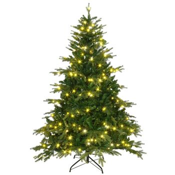 Sapin de Noël artificiel lumineux LED x 320 blanc chaud + support pied Ø 120 x 180H cm 1705 branches vert 1