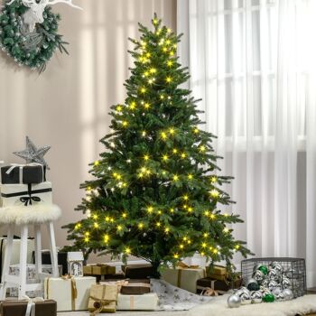 Sapin de Noël artificiel lumineux LED x 320 blanc chaud + support pied Ø 120 x 180H cm 1705 branches vert 2