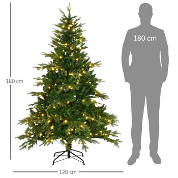 Sapin de Noël artificiel lumineux LED x 320 blanc chaud + support pied Ø 120 x 180H cm 1705 branches vert 3