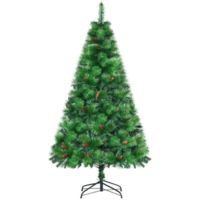 Künstlicher Weihnachtsbaum 782 Zweige Dornen groß realistisch mit Tannenzapfen - Höhe 180 cm grün