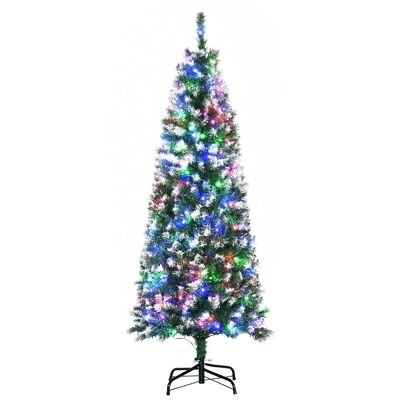 Künstlicher LED-Weihnachtsbaum x 250 mehrfarbiger Schnee-Look Ø 53 x 150H cm 408 Zweige grün weiß