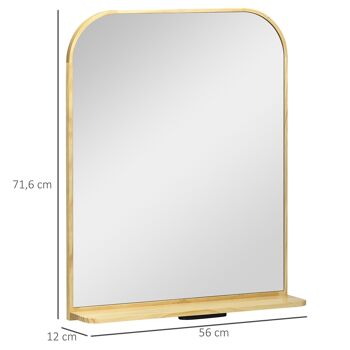 Miroir mural avec étagère en bois de pin pour salon chambre ou dressing 56 x 71,6 x 12 cm 3