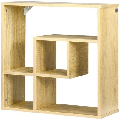 Contemporary design cubic wall shelf dim. 60L x 25W x 60H cm 4 compartments light wood look