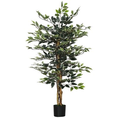 Arbre artificiel plante artificiel ficus banian hauteur 1,3 m tronc branches liane lichen feuilles grand réalisme pot inclus