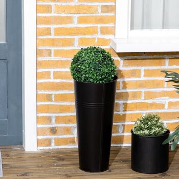 Lot de 2 buis artificiels topiaires artificielles en forme de boule dim. Ø 20 x 60H cm pots inclus 4