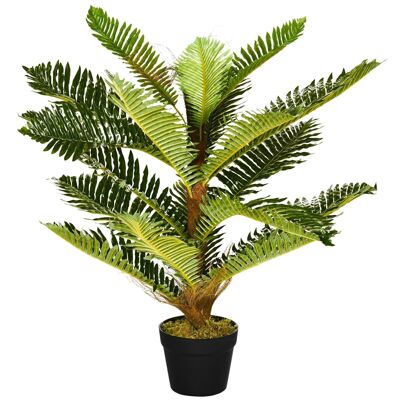 Artificial palm tree H.0.85 m artificial tree trunk branches lichen leaves large realistic pot included
