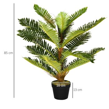 Palmier artificiel H.0,85 m arbre artificiel tronc branches lichen feuilles grand réalisme pot inclus 3