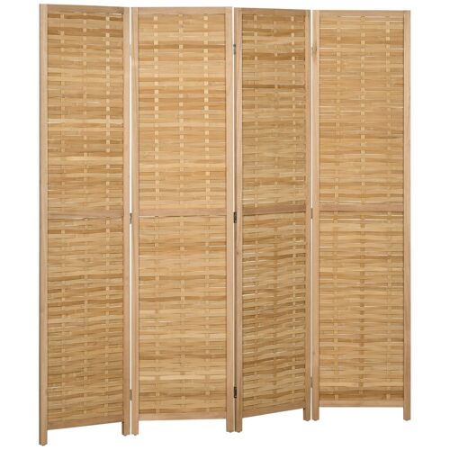 Paravent intérieur séparateur de pièce pliable 4 panneaux dim. 160L x 170H cm bois bambou