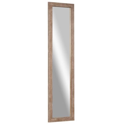 Wall mirror - explosion-proof safety film, attachment hooks included - aged effect pine wood frame