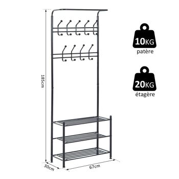 Portant vêtement porte-manteaux vestiaire d'entrée style contemporain multi-rangements 67L x 30l x 185H cm 3