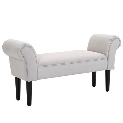 Banc banquette design contemporain accoudoirs courbés grand confort 102L x 31l x 51H cm gris clair