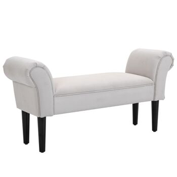 Banc banquette design contemporain accoudoirs courbés grand confort 102L x 31l x 51H cm gris clair 1