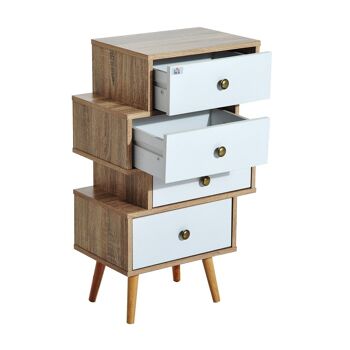 Meuble commode chiffonnier style scandinave 4 tiroirs coulissants 47 x 30 x 81 cm coloris blanc bois de chêne 5