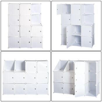 Armoire penderie cube multi-rangements 10 cubes + 2 étagères + autocollants décoratifs 111L x 47l x 145H cm blanc 5