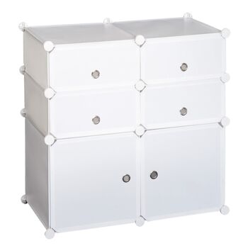 Armoire étagère à chaussures 3 niveaux 6 compartiments plastique + autocollants décoratifs 75L x 37l x 73H cm blanc 1