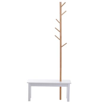 HOMCOM Banc porte-manteaux 2 en 1 design contemporain cosy dim. 80L x 30l x 180H cm MDF blanc bois massif bambou 5