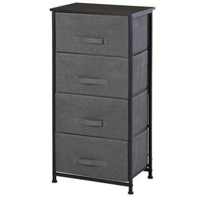 Storage cabinet with 4 chiffonier drawers dim. 45L x 30W x 92H cm black non-woven MDF metal