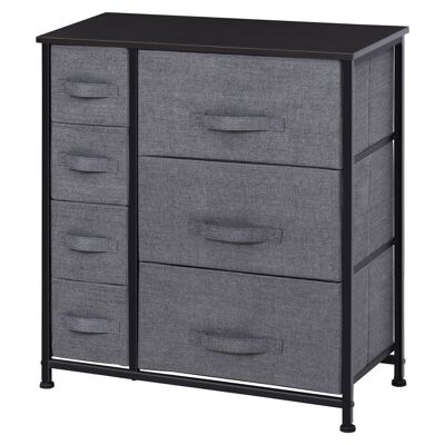 Designer dresser storage unit 64L x 30W x 71H cm 7 drawers black non-woven MDF metal