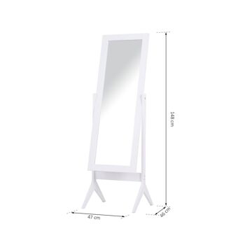 Miroir à pied inclinaison réglable dim. 47L x 46l x 148H cm MDF blanc 3