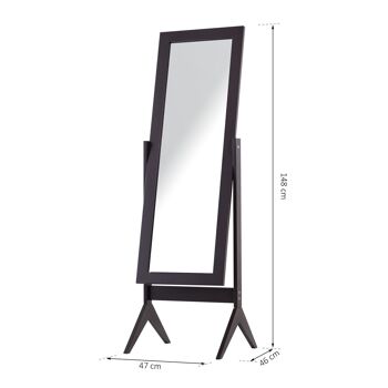 Miroir à pied inclinaison réglable dim. 47L x 46l x 148H cm MDF brun foncé 3