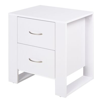 Bedside Table Bedside Table 2 Drawers Contemporary Design Dim. 48L x 39W x 54H cm White Particleboard
