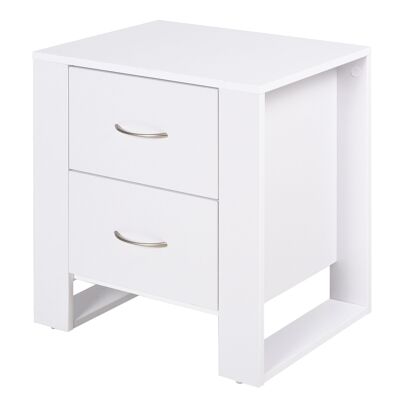 Mesita de Noche Mesita de Noche 2 Cajones Diseño Contemporáneo Dim. 48L x 39W x 54H cm Aglomerado Blanco