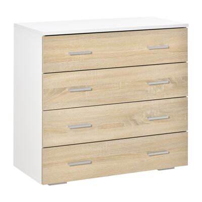 Chest of drawers contemporary style storage unit 4 drawers 76 x 35 x 72 cm white and wood color