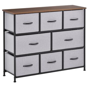 Commode meuble de rangement 8 tiroirs pliables en tissu 100 x 30 x 78,5 cm gris 1