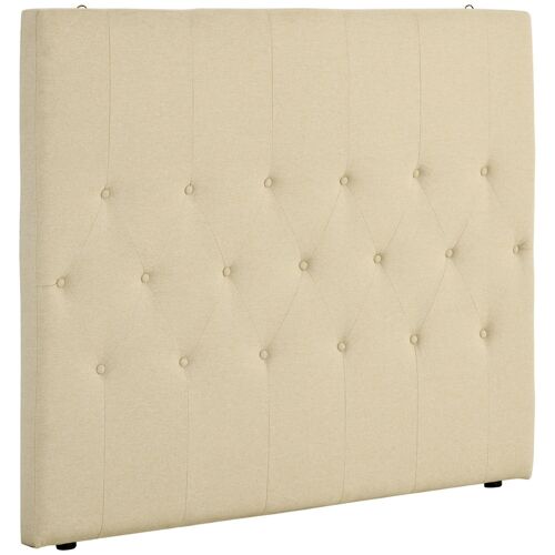 Tête de lit capitonnée - tête de lit rembourrée - dim. 150L x 120H cm - épaisseur 7 cm - MDF coton polyester beige