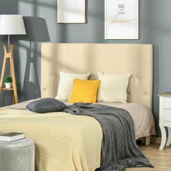 Tête de lit capitonnée - tête de lit rembourrée - dim. 150L x 120H cm - épaisseur 7 cm - MDF coton polyester beige 2